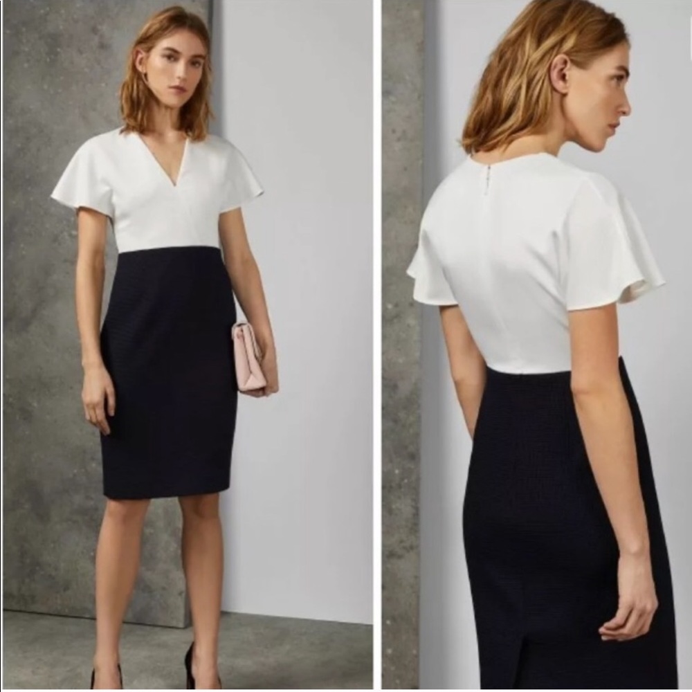 Ted Baker Reemadd Midi Dress Navy Sz 3/ 8